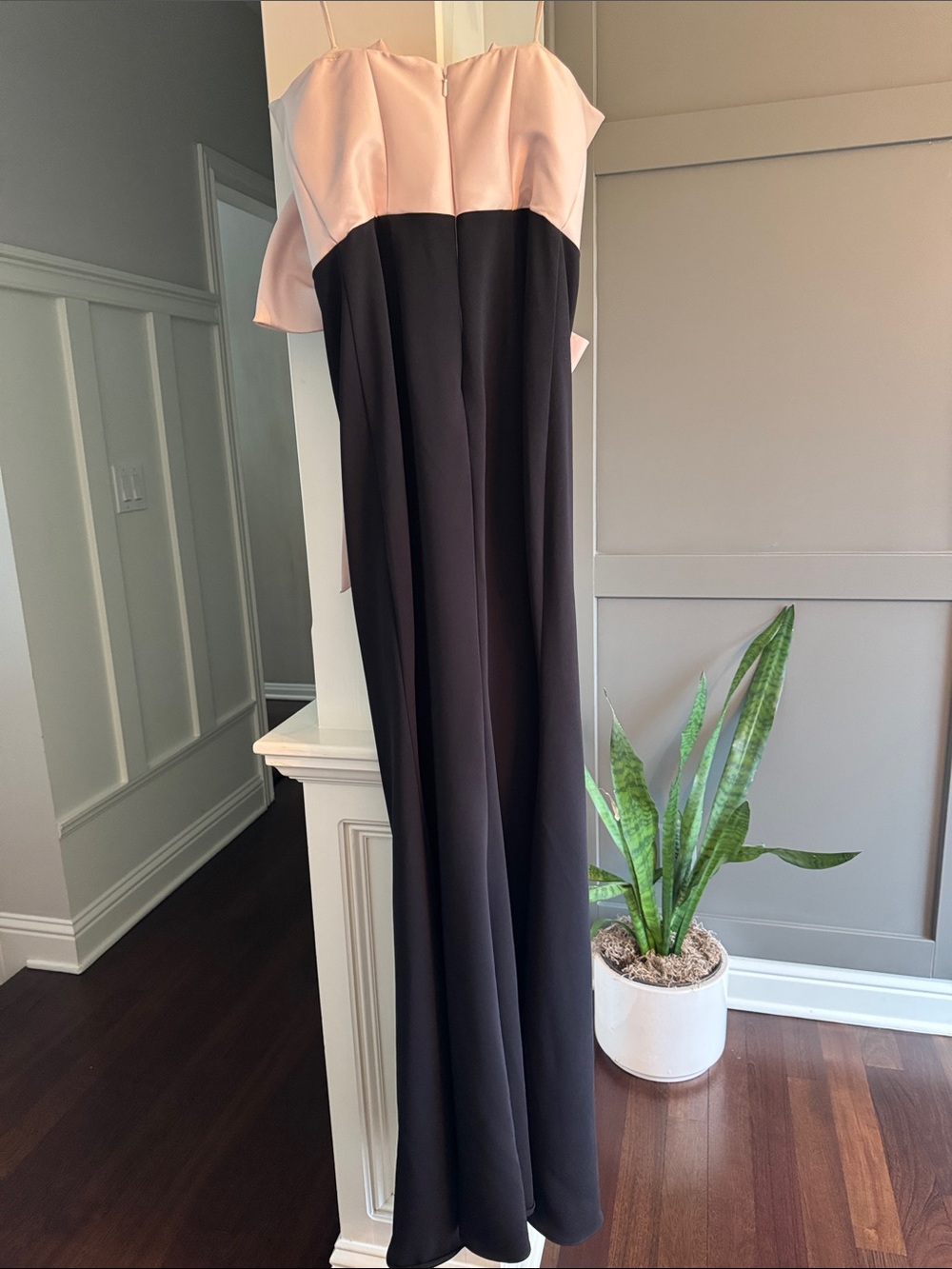 Badgley Mischka Blush & Black Bow Combo Dress - Picture 12 of 14
